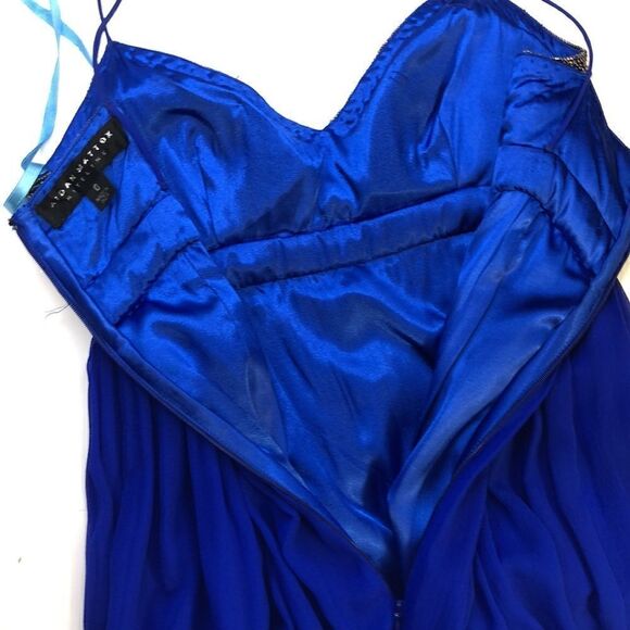 Aidan Mattox Niteline Silver Beaded Bodice Gown, Electric Blue - Picture 8 of 13